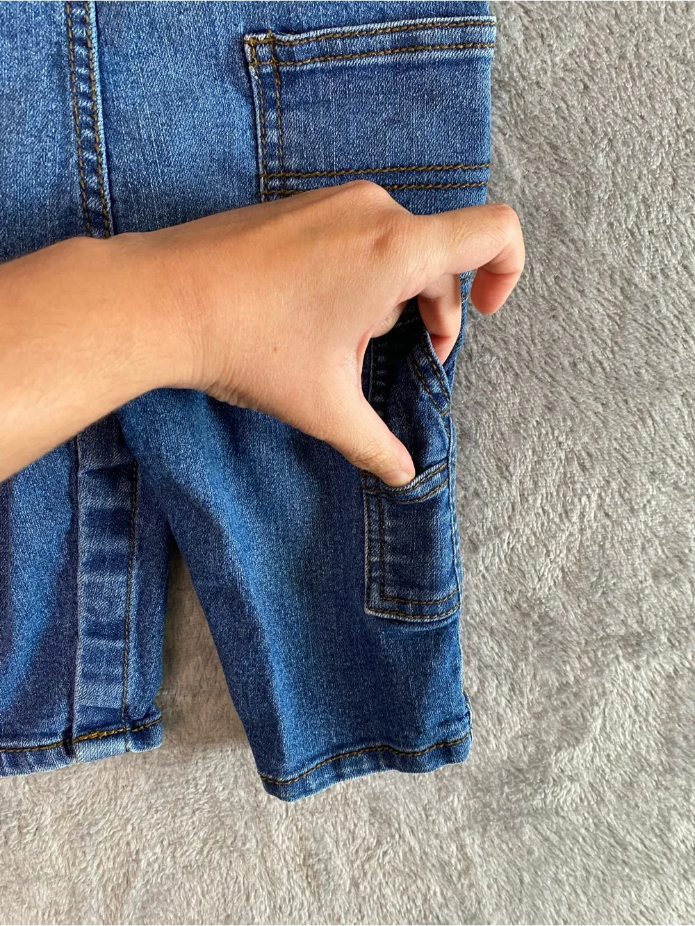 OshKosh B'gosh Classic Blue Denim Baby Overalls 6M Dark Wash Stretchy 90s Retro